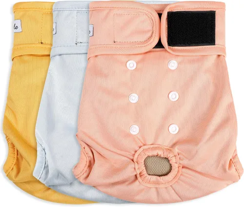 Vista 18 de Pañales para perras hembra, pañales reutilizables para perritos en celo, altamente absorbentes para la incontinencia de mascotas, con broches