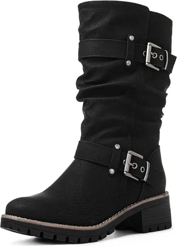 Vista 9 de GLOBALWIN - Botas de caña media para mujer, botas de motociclista para mujer, botas de equitación para mujer 21yy08 Gris desgastado metálico