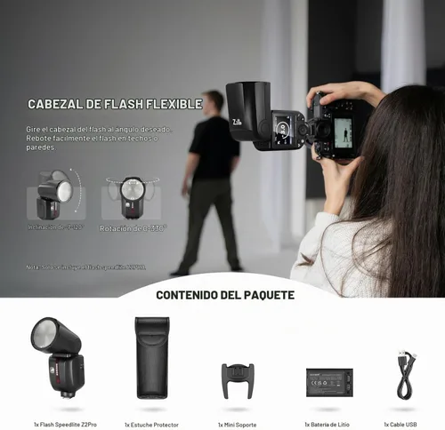 Vista 8 de NEEWER Z2PRO-S 2.4G TTL Flash de cabeza redonda Speedlite compatible con cámara Sony, inalámbrico compatible con Godox, 76Ws 1/8000s HSS, interfaz