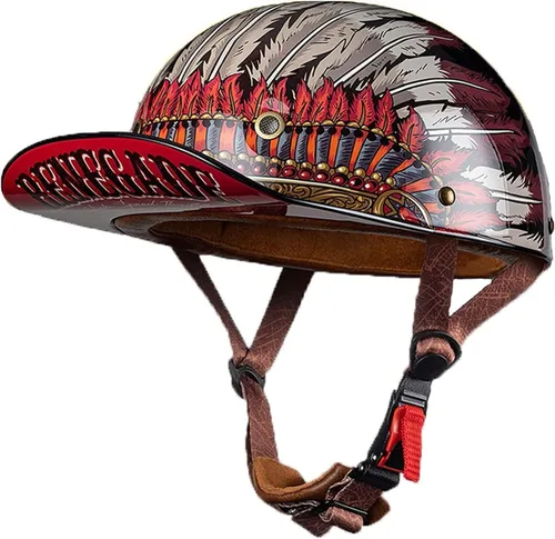 Vista 14 de Baseball Motorcycle Helmet DOT Approved Half Helmet German Style Skull Cap Helmet Motorbike Cruiser Scooter Cool Helmet for Men and Women Baseball