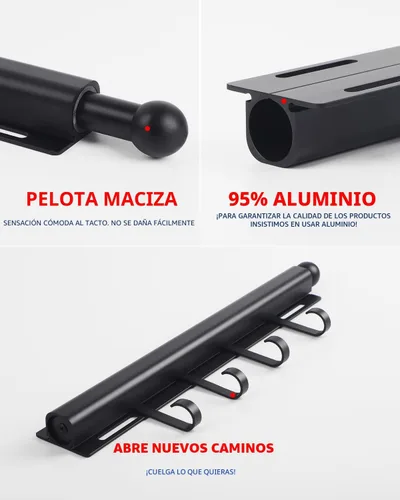 Vista 5 de BaiNong Barra de valet de 12 pulgadas para armarios Barra de valet extraíble para armario Deslizante en negro Barra de colgar extraíble para ropa