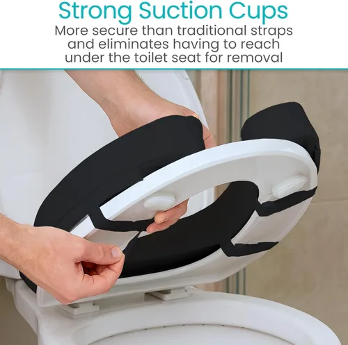 Vista 9 de Asiento de Inodoro Vive (Espuma Acolchada Suave) - Fácil de Limpiar, Acolchado Suave para Baño - Apto para Asientos Estándar y Alargados - Donut
