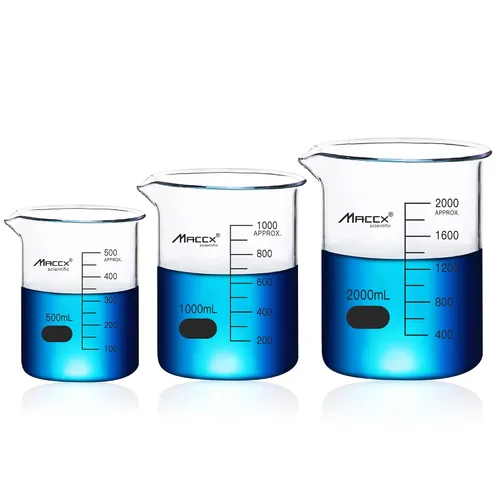 Vista 12 de 34oz (1000ml) Nuevos Vasos de Precipitados de Vidrio Mejorados, Vaso de Laboratorio de Alta Resistencia, 3.3 Borosilicato con Doble Escala
