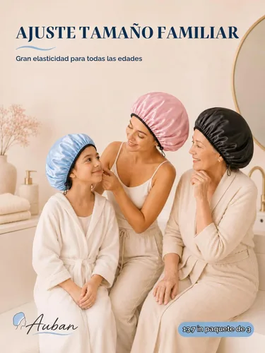 Vista 7 de Auban Gorro de ducha para mujer, ajustable, reutilizable, extragrande, gorro de baño impermeable de doble capa, exterior impermeable, forro de EVA