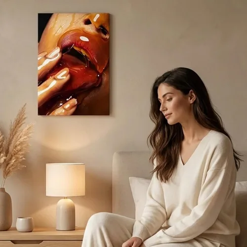Vista 2 de Arte de Pared en Lienzo Boca Moderna Sexy con Imágenes de Miel Pinturas Contemporáneas para Decoración del Hogar para Sala de Estar Bar Juego