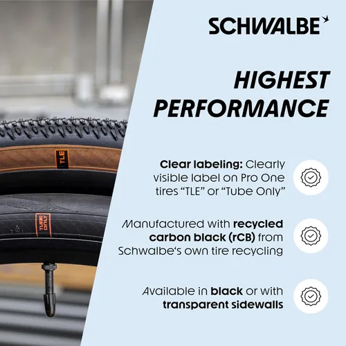 Vista 4 de Schwalbe Pro One TLE - Neumático para bicicleta de carretera, sin cámara, fácil con protección contra pinchazos en V, carcasa Super Race, compuesto
