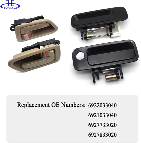 Vista 5 de 8 piezas manijas de puerta exterior e interior Toyota Camry 1997 1998 1999 2000 2001, reemplaza 6922033040, 6921033040, 6927733020, 6927833020, beige