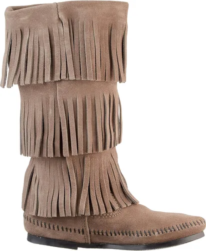 Vista 6 de Minnetonka Botas con flecos de 3 capas para mujer, Verde