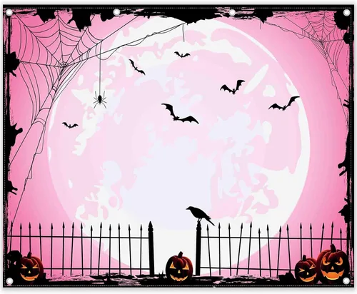 Vista 10 de Fondo de fotos de Halloween naranja de 7 x 5 pies para fiestas, parche grande de calabaza, luna, fotografía, fondo, bruja para niños, decoración