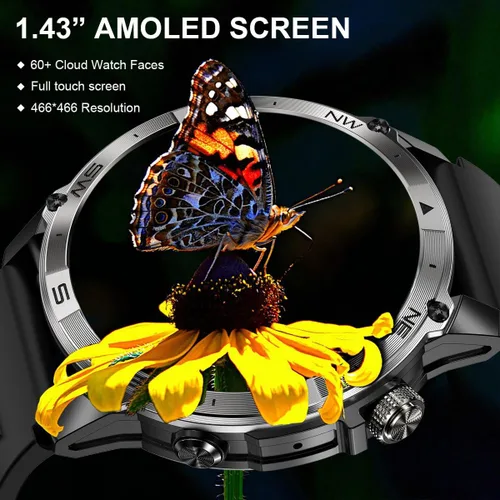 Vista 6 de Reloj inteligente para hombres y mujeres, rastreador de actividad física con GPS y brújula, pantalla AMOLED de 1.43 pulgadas, relojes de fitness