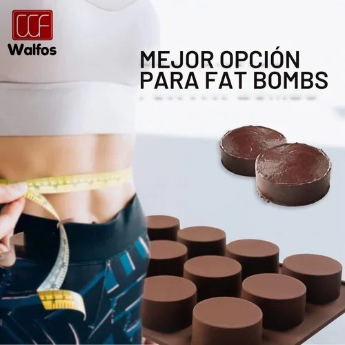 Vista 3 de Moldes de silicona para bombas de grasa Walfos, molde de silicona para dulces Walfos, molde redondo de 15 cavidades - Perfecto para bombas de grasa