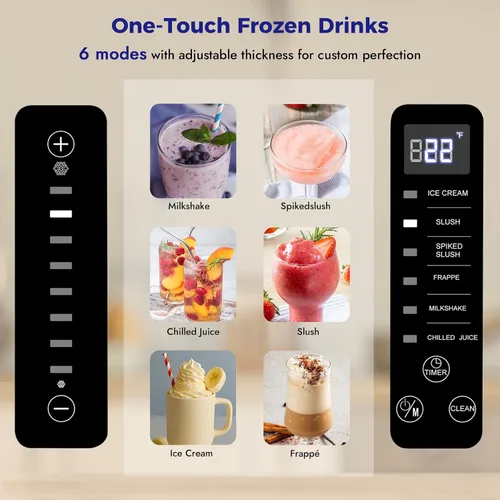 Vista 7 de Máquina de granizado para el hogar, no necesita hielo, con limpieza automática, reserva de un solo toque y 6 programas preestablecidos para bebidas