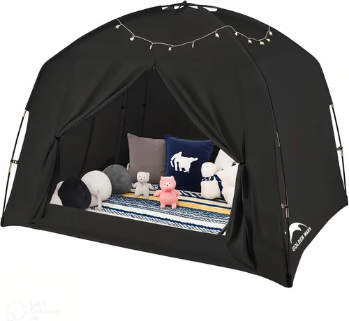 Vista 10 de Tienda de campaña con cama individual para niños y adultos, tiendas de 2-Caqui