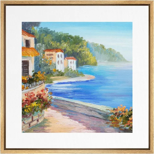 Vista 41 de SIGNWIN Lienzo enmarcado para pared, diseño retro de cielo azul y nube, paisaje, naturaleza, ilustraciones de área silvestre, bellas artes, casa