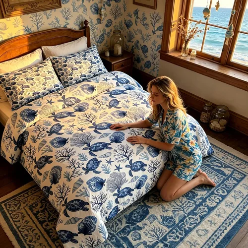 Vista 77 de Juego de edredón Lake Home Camper tamaño King, juego de ropa de cama náutica con ancla para niños, niñas, niños, adultos, decoración de dormitorio