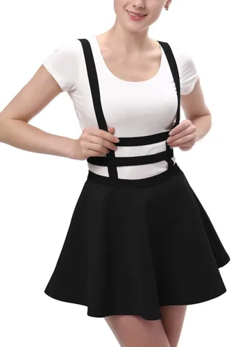 Vista 3 de Urban CoCo Womens Elastic Waist Pleated Short Braces Skirt