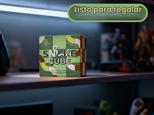 Vista 4 de BSIRI Juego clásico de rompecabezas de serpiente (tamaño M) – Rompecabezas 3D para adultos en mano con diseños de cubo de madera de magia