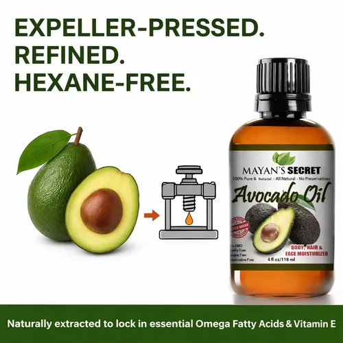 Vista 4 de Mayan's Secret - Aceite de aguacate para cabello y piel - Hidratante facial natural para piel seca - Aumento de colágeno para el envejecimiento