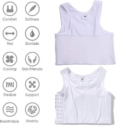 Vista 3 de XUJI - Camiseta compresora sin mangas de algodón transpirable para mujer, con banda elástica y colores (M-6XL)