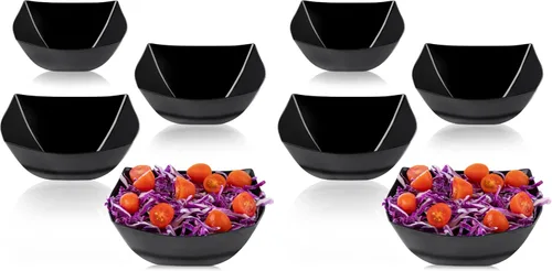 Vista 9 de PLASTICPRO Cuencos cuadrados desechables para servir, aperitivos o ensaladas, plástico negro, paquete de 4, 8 onzas, color negro
