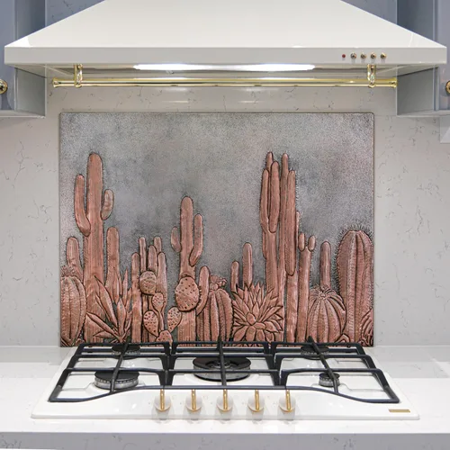 Vista 11 de Protector contra salpicaduras de cocina, salpicadero de cobre con símbolo del suroeste, panel de cobre personalizado, azulejos de cobre hechos a