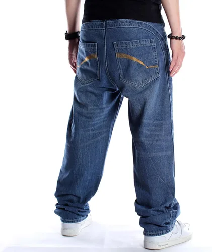 Vista 5 de Y2K Jeans - Pantalones de mezclilla para hombre, estilo hip hop, estilo vintage, bordados, estilo gótico, recto, holgados, pierna ancha