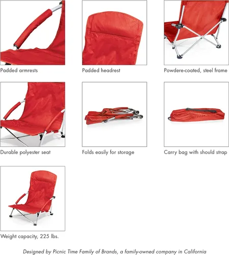Vista 7 de NFL Tranquility - Silla de playa con bolsa de transporte, silla de playa baja para adultos, silla de césped baja