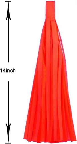 Vista 2 de 30 guirnaldas de borlas brillantes beige, amarillo y naranja para decoraciones de fiesta