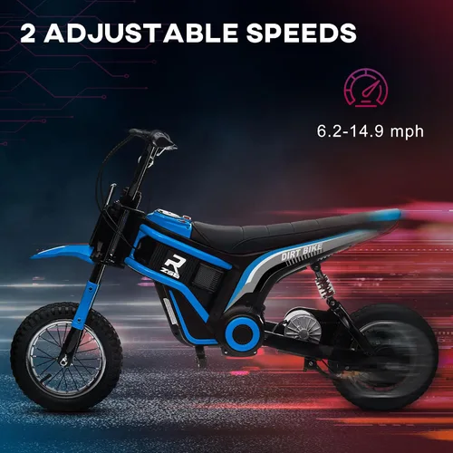 Vista 4 de Aosom Bicicleta Eléctrica de Tierra con Acelerador de Puño Giratorio, 24V 350W Motocicleta Eléctrica Todoterreno, Hasta 15 MPH con Freno, Bocina