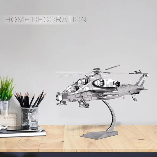 Vista 2 de Piececool Rompecabezas de metal 3D modelo militar, 10 modelos de helicópteros de avión para construir para adolescentes, hombres, aficiones