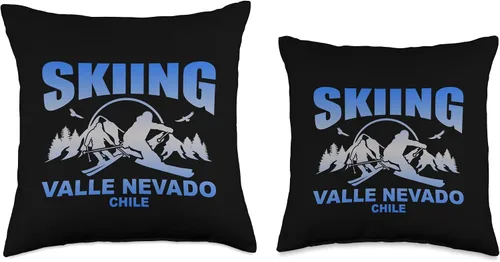 Vista 3 de Skiing Valle Nevado by Vertical Blue Designs Freeride Skiing Valle Nevado Chile - Almohada (16 x 16 pulgadas), multicolor