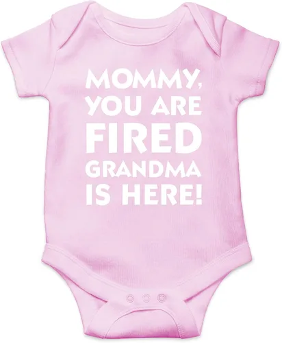 Vista 5 de CBTwear Mommy You Are Fired, Grandma Is Here - Ropa de bebé - Divertido traje de bebé para recién nacido para niños y niñas