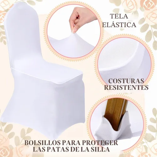 Vista 4 de Mepase - Juego de 100 fundas para sillas, color blanco, dorado champán