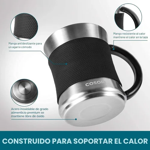 Vista 4 de COSORI Calentador de Taza de Café y Juego de Tazas para Escritorio, Calentador de Tazas, Regalos para Oficina y Navidad, Control de Temperatura