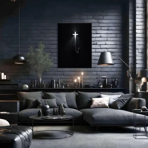 Vista 5 de Arte de pared cristiano enmarcado, póster de fe de redención, cruz y manos, impresión en lienzo en blanco y negro, pintura religiosa, imagen