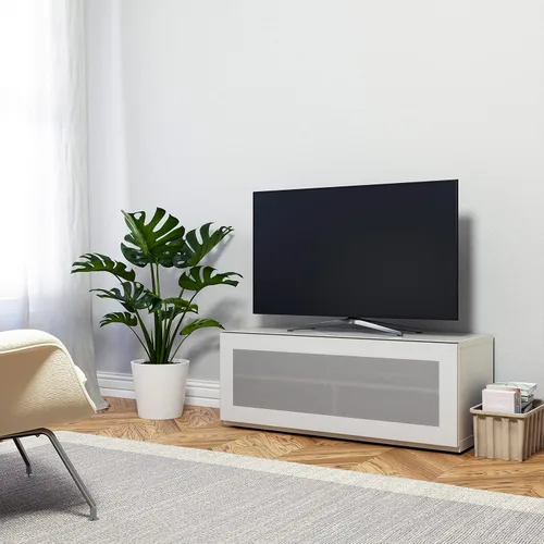 Vista 15 de SONOROUS ST-110 Soporte de TV premium con vidrio negro y cubierta de madera negra, centro de entretenimiento moderno y consola multimedia para sala