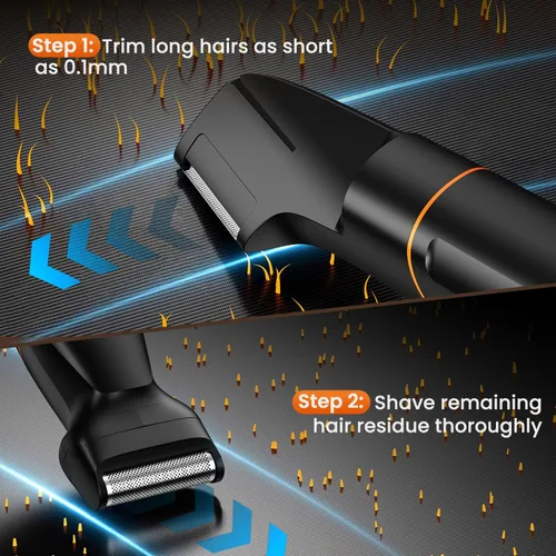 Vista 14 de MAXGROOM - Afeitadora de vello corporal para hombre, afeitadora resistente al agua para la ingle, testículos y bolas, kit de aseo eléctrico sin