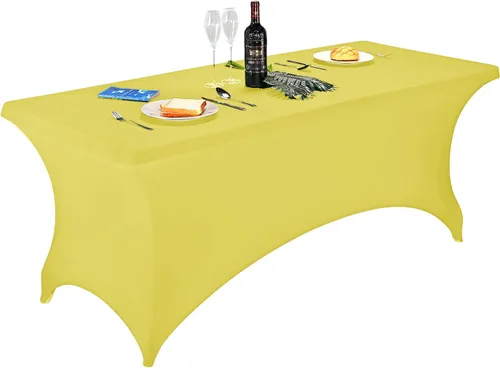 Vista 68 de LZY Cubierta de Mesa Elástica Ajustable de Spandex para Mesa Plegable de 6 pies, 4 pies o 8 pies, Mantel de Cóctel Rectangular, Perfecto para Champn