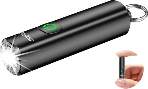 Vista 14 de Blukar EDC recargable llavero linterna, 360L mini luz de flash portátil 3 Lighting Modes, Memory Function, Waterproof, Compact Pocket Light for