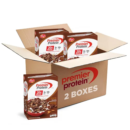 Vista 13 de Premier Protein Cereal de Proteína de Chocolate con Almendra, Copos de Cereal de Proteína Chocolateados con Almendras Rebanadas, Contiene 20g