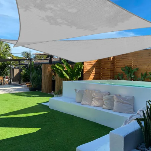 Vista 13 de TANG Toldo parasol triangular de 2 x 2 x 2 pies, para patio, tela permeable con bloqueo UV para pérgola, patio trasero, porche, terraza, jardín Beige