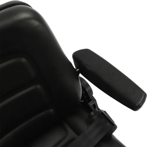 Vista 5 de Asiento de carretilla elevadora plegable universal con respaldo de ángulo ajustable, reposabrazos y cinturón de seguridad, asiento de carretilla