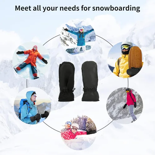 Vista 3 de ONNAS Guantes de esquí impermeables de invierno cálidos guantes de snowboard para hombres y mujeres, guantes térmicos resistentes al viento, guantes