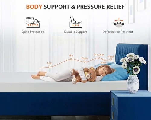 Vista 6 de Colchón individual de 6 pulgadas, espuma viscoelástica de gel para un sueño fresco y alivio de presión, almohadilla firme media, cama en una caja