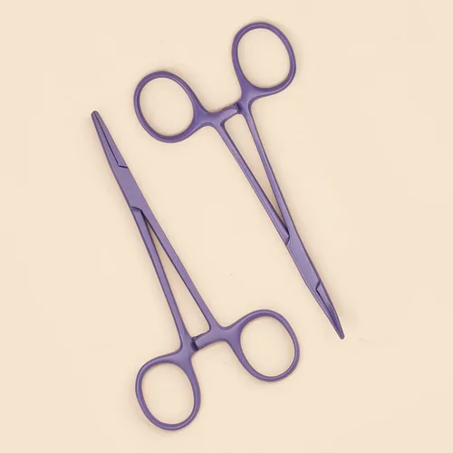 Vista 10 de Extractor de pelo de orejas y nariz para mascotas, recto y curvado, de acero inoxidable, pinzas de bloqueo de hemostato para el hogar, herramienta