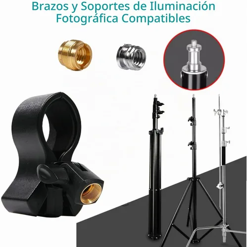 Vista 8 de Clip de micrófono grande, abrazadera de micrófono universal de alta resistencia con cabeza ajustable y ángulo de bloqueo y hilos de acero