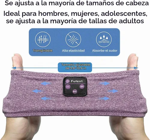 Vista 11 de Auriculares deportivos Bluetooth para dormir, diadema deportiva inalámbrica con altavoces estéreo HD ultrafinos perfectos para entrenamiento Púrpura