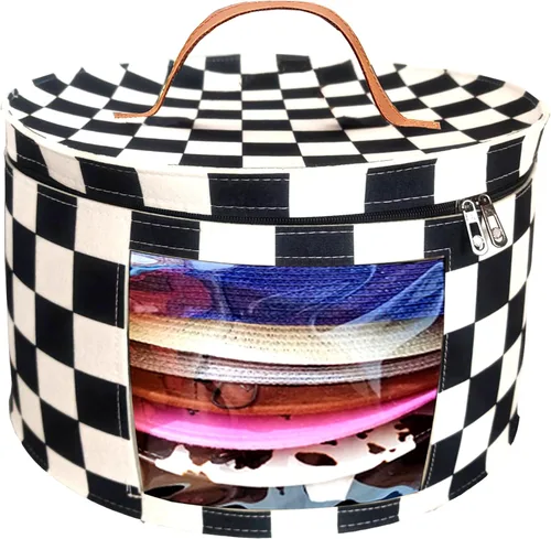 Vista 11 de Memfish Caja de sombreros para mujer, cajas de almacenamiento de 16.93 pulgadas de profundidad x 10.24 pulgadas de alto, organizador grande