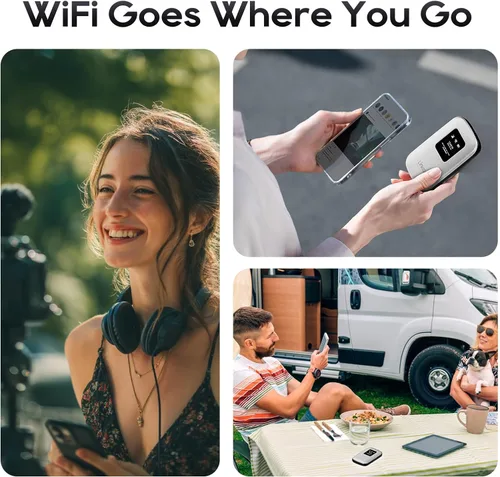 Vista 7 de Punto de acceso móvil portátil – eSIM Global WiFi Hotspot, no se necesita tarjeta SIM/contrato, 16 dispositivos, más de 180 países, enrutador