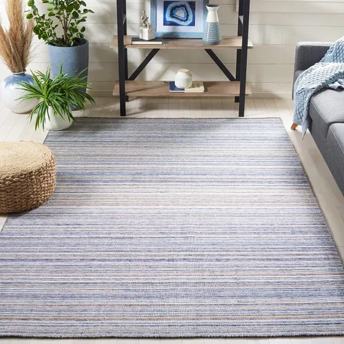 Vista 9 de SAFAVIEH Kilim Collection - Alfombra de pasillo de 2 pies 3 pulgadas x 9 pies, azul y amarillo, hecha a mano con rayas bohemias, ideal para zonas
